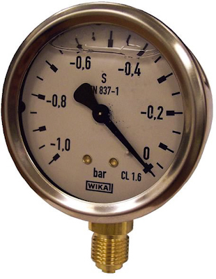 10492371 WIKA MANOMETER 1/4 ONDER RVS MET GLYCERINE 213.53 63 -1-0