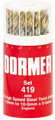 DORMER 19-Delige set HSS korte spiraalboren A094
