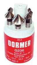 DORMER HSS set verzinkboren met 3-snijk. G236